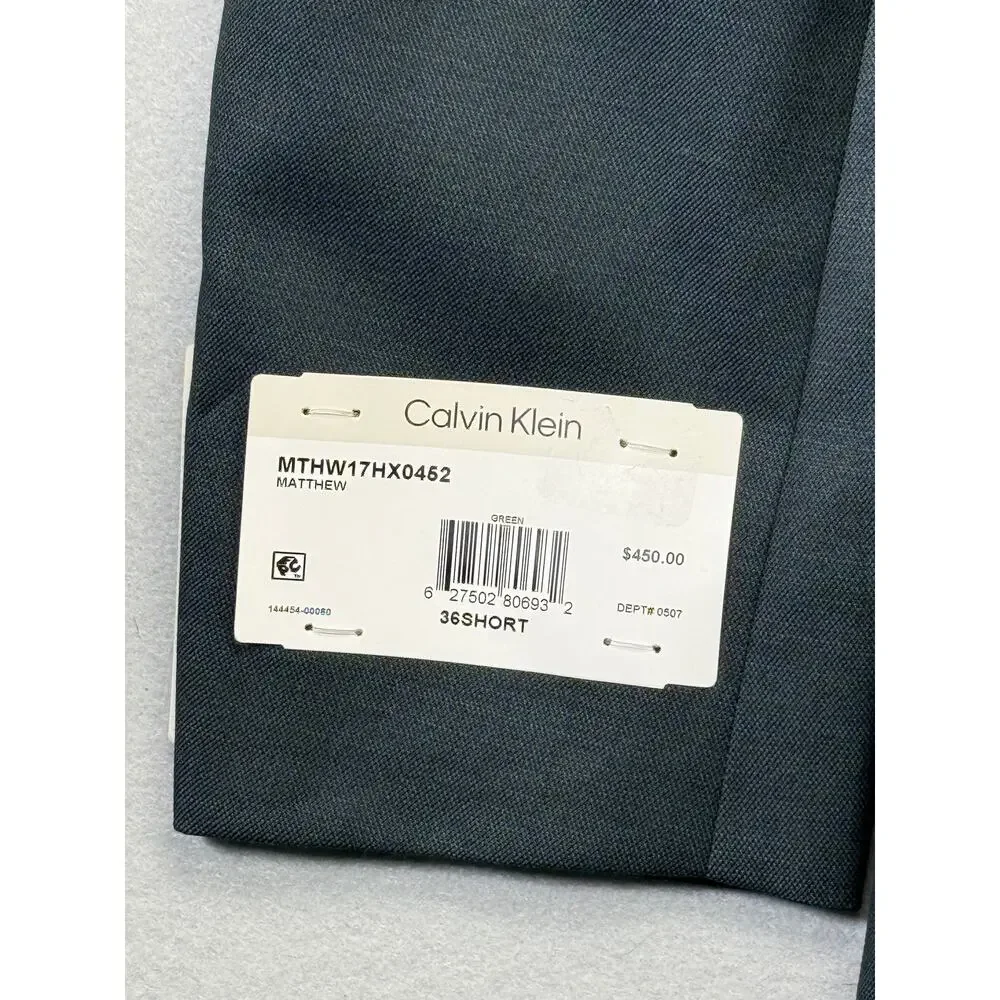 Calvin Klein Men's Slim Fit Wool Blend Suit green 36S 30x30 $650